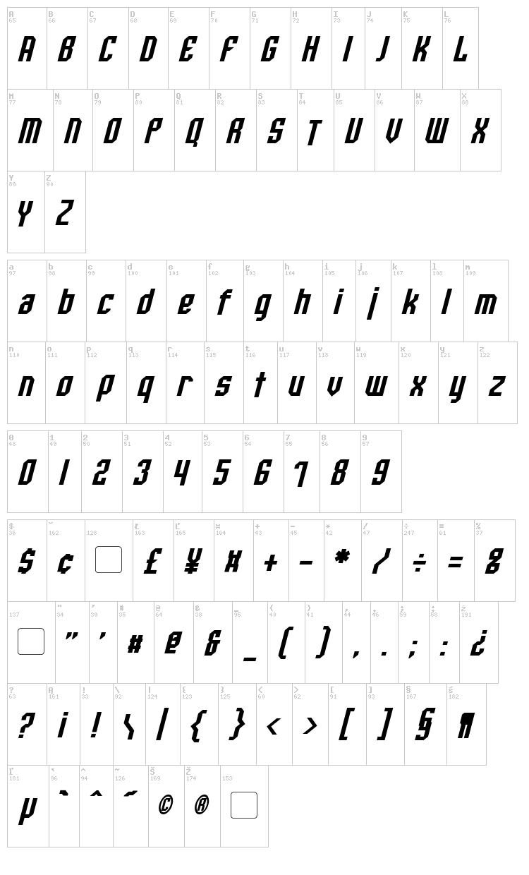 Whitestone font map